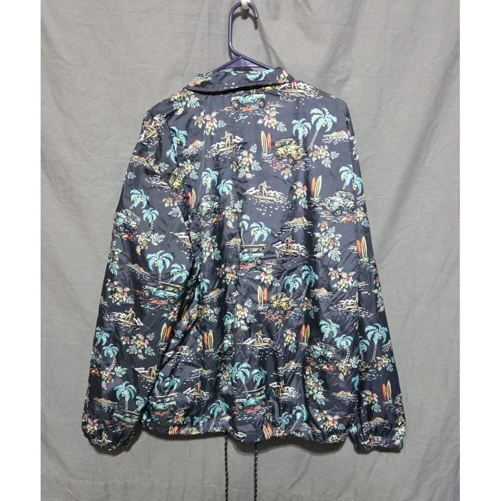 Gap Coach Jacket Mens XXL Tropical Hawaiian Windbreaker Snap Closure Drawstring